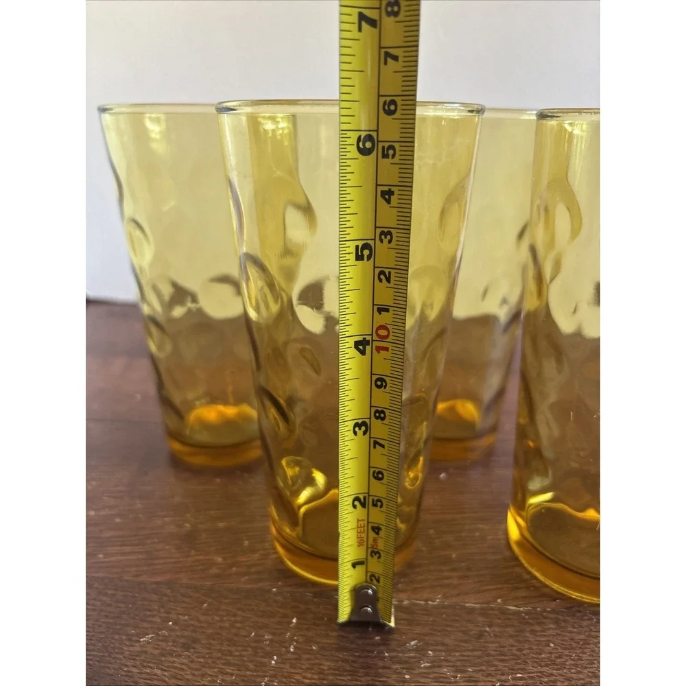 4‎ Vintage Amber Circle Design 16oz Tumblers  6.25